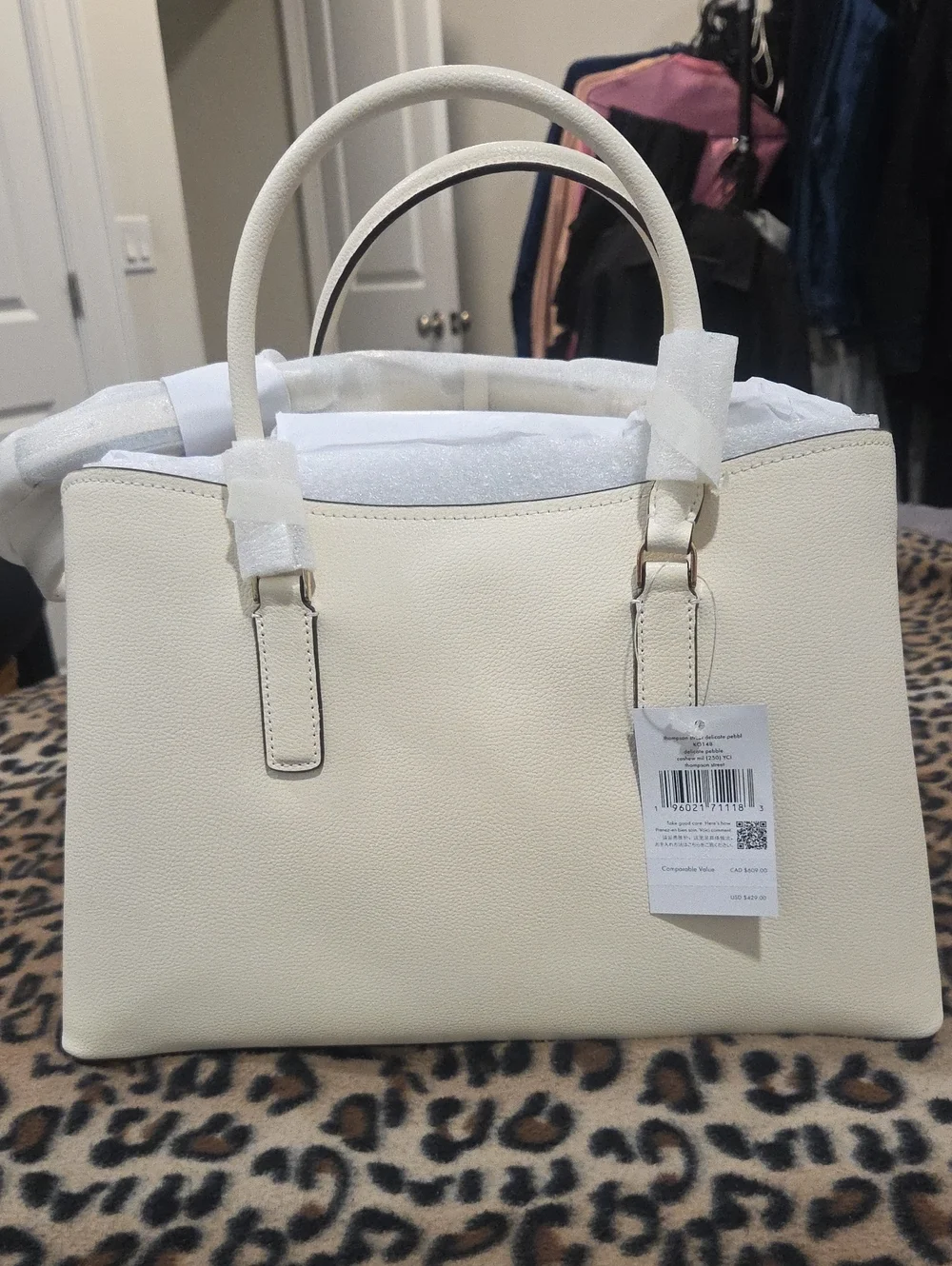 kate spade Thompson Cashew Milk Cream Structured Satchel with Top Handles